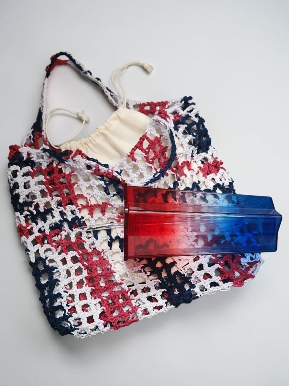 Crochet Patroitic Market Bag and Star Tumbler New - Picture 3 of 6